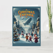 Kerstmis in Tartaria Kaart Vintage Verschweringsth