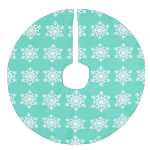 Kerstmis in Tiffanys Aqua Blue Snowflakes Imitatie Linnen Kerstboom Rok