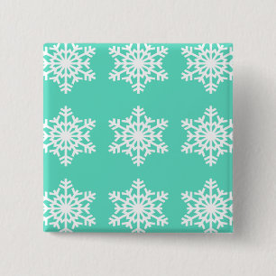 Kerstmis in Tiffanys Aqua Blue Snowflakes Vierkante Button 5,1 Cm