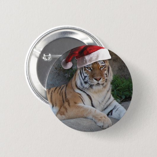 Kerstmis in Tiger Ronde Button 5,7 Cm (Voorkant /achterkant)