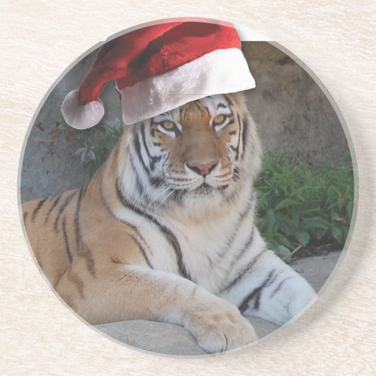 Kerstmis in Tiger Zandsteen Onderzetter (Voorkant)
