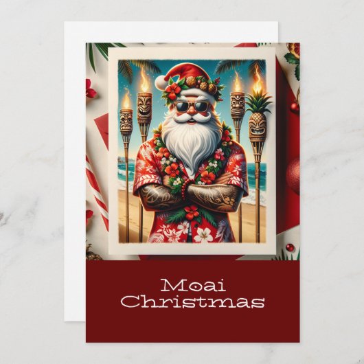 Kerstmis in Tiki-stijl Feestdagenkaart (Voorkant / Achterkant)