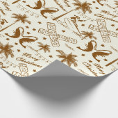 Kerstmis in Tropical Australia Gold Toile Cadeaupapier (Hoek)