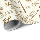 Kerstmis in Tropical Australia Gold Toile Cadeaupapier (Rol Hoek)