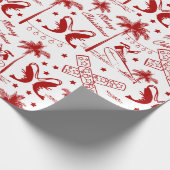 Kerstmis in Tropisch Australië, Rode Toile  Cadeaupapier (Hoek)