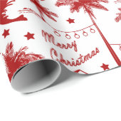 Kerstmis in Tropisch Australië, Rode Toile  Cadeaupapier (Rol Hoek)