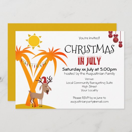 Kerstmis in uitnodiging van juli (Voorkant / Achterkant)