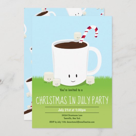 Kerstmis in uitnodiging van juli (Voorkant / Achterkant)