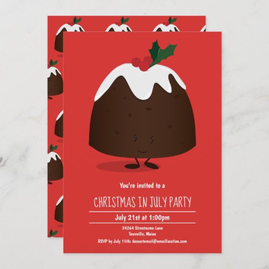 Kerstmis in uitnodiging van juli (Voorkant / Achterkant)