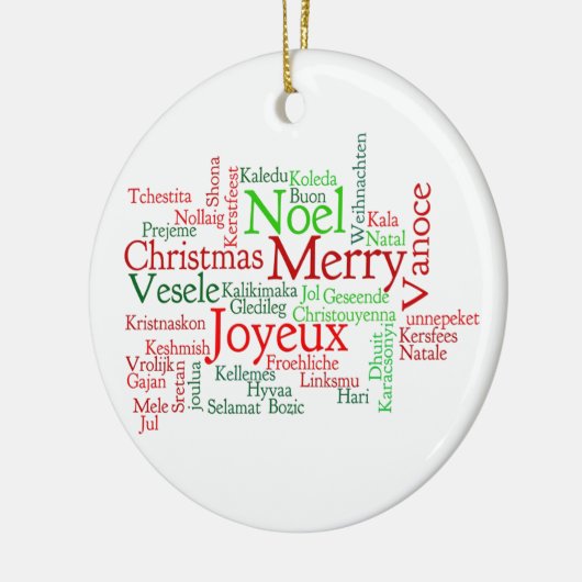 Kerstmis in veel talen keramisch ornament (Links)