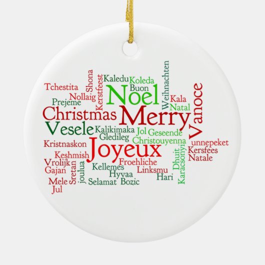 Kerstmis in veel talen keramisch ornament (Achterkant)