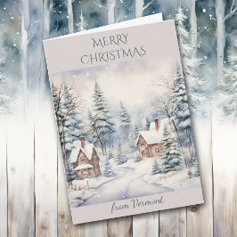 Kerstmis in Vermont Village Feestdagen Kaart