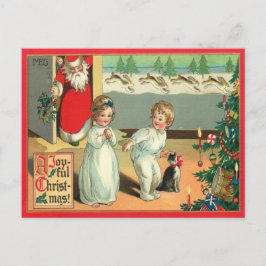 Kerstmis in vintage aquarel: een vrolijke kerst  feestdagenkaart