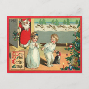 Kerstmis in vintage aquarel: een vrolijke kerst feestdagenkaart