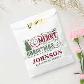 Kerstmis in vintage rood en groen bedankzakje (Gezegeld)