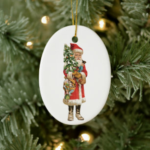 Kerstmis in vintage stijl, 2 Sinterklaas uitknippl Keramisch Ornament