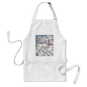 Kerstmis in vintage stijl, besneeuwd landschap met standaard schort