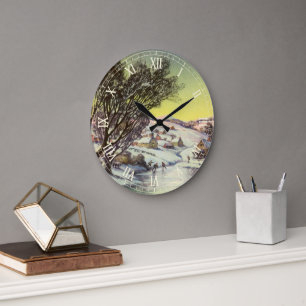 Kerstmis in vintage stijl, Bevroren meer met schaa Grote Klok