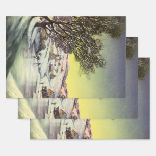 Kerstmis in vintage stijl, Bevroren meer met schaa Inpakpapier Vel