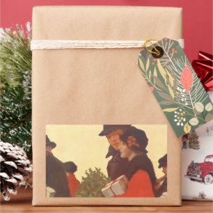 Kerstmis in vintage stijl, cadeaus shoppen voor li rechthoekige sticker