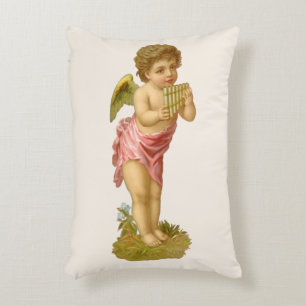 Kerstmis in vintage stijl, engel-muzikant met panf accent kussen