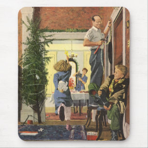 Kerstmis in vintage stijl, Familie die het huis ve Muismat