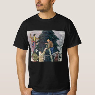 Kerstmis in vintage stijl, Familie die lichtjes aa T-shirt