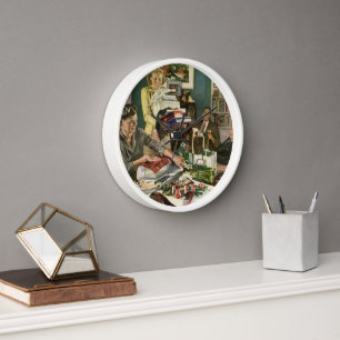 Kerstmis in vintage stijl, gelukkige familie die c