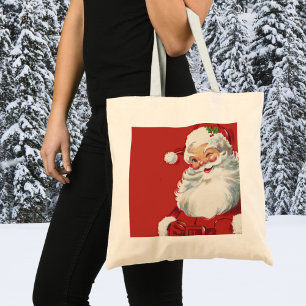 Kerstmis in vintage stijl, jolige Kerstman knipoog Tote Bag