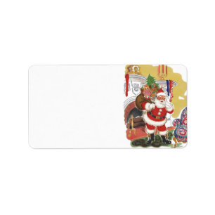 Kerstmis in vintage stijl, jolige Kerstman met cad Etiket