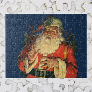 Kerstmis in vintage stijl, jolige Kerstman met cad Legpuzzel
