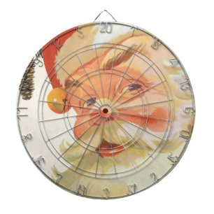 Kerstmis in vintage stijl, jolige Kerstman met een Dartbord