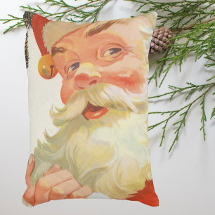 Kerstmis in vintage stijl, jolige Kerstman met een Decoratief Kussen