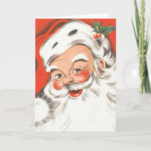 Kerstmis in vintage stijl, jolige Kerstman met gli Feestdagen Kaart