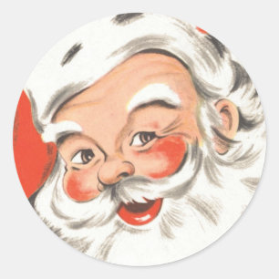 Kerstmis in vintage stijl, jolige Kerstman met gli Ronde Sticker