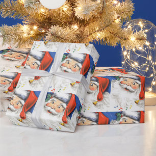 Kerstmis in vintage stijl, jolige Kerstman met muz Cadeaupapier