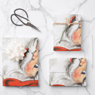 Kerstmis in vintage stijl, jolige Kerstman met muz Inpakpapier Vel