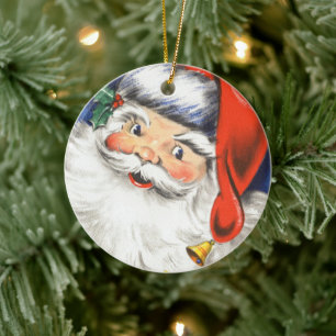 Kerstmis in vintage stijl, jolige Kerstman met muz Keramisch Ornament