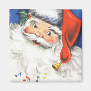 Kerstmis in vintage stijl, jolige Kerstman met muz Magneet