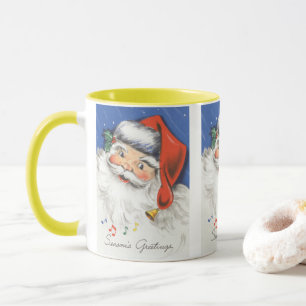 Kerstmis in vintage stijl, jolige Kerstman met muz Mok