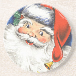 Kerstmis in vintage stijl, jolige Kerstman met muz Zandsteen Onderzetter