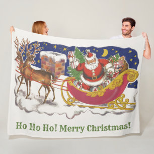 Kerstmis in vintage stijl, jolige Kerstman met sle Fleece Deken
