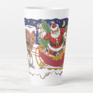 Kerstmis in vintage stijl, jolige Kerstman met sle Latte Mok