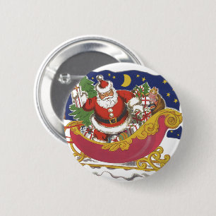 Kerstmis in vintage stijl, jolige Kerstman met sle Ronde Button 5,7 Cm