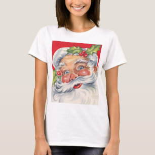 Kerstmis in vintage stijl, jolige Kerstman met zij T-shirt