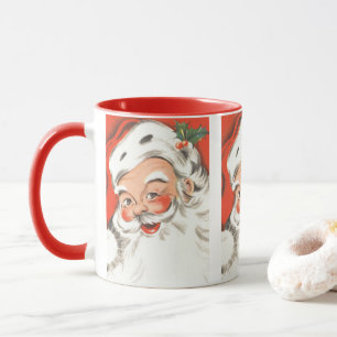 Kerstmis in vintage stijl, joviale Kerstman met gl Mok
