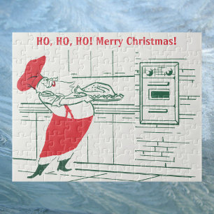 Kerstmis in vintage stijl, Kerstman Chef en kalkoe Legpuzzel
