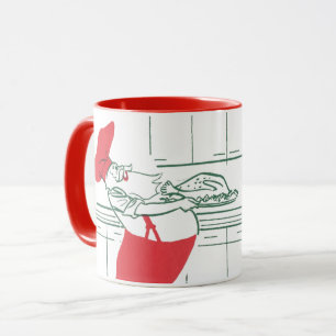 Kerstmis in vintage stijl, Kerstman Chef en kalkoe Mok