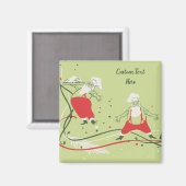 Kerstmis in vintage stijl, Kerstman Chef met diner Magneet (Voorkant / Achterkant)