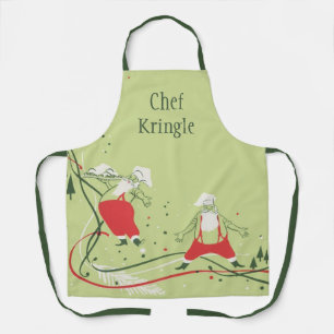 Kerstmis in vintage stijl, Kerstman Chef met diner Schort